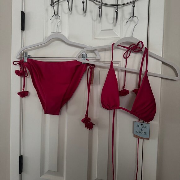 Shade and Shore Red Two Piece Bikini Swimsuit Set Size L Large 12-14 New - Picture 1 of 16